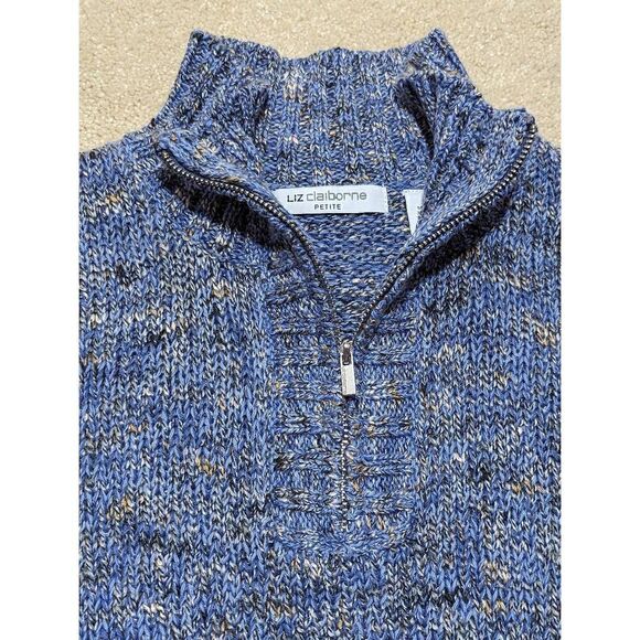 Liz Claiborne Women's Blue Marble 1/4 Zip Sweater Size PL - Picture 3 of 5